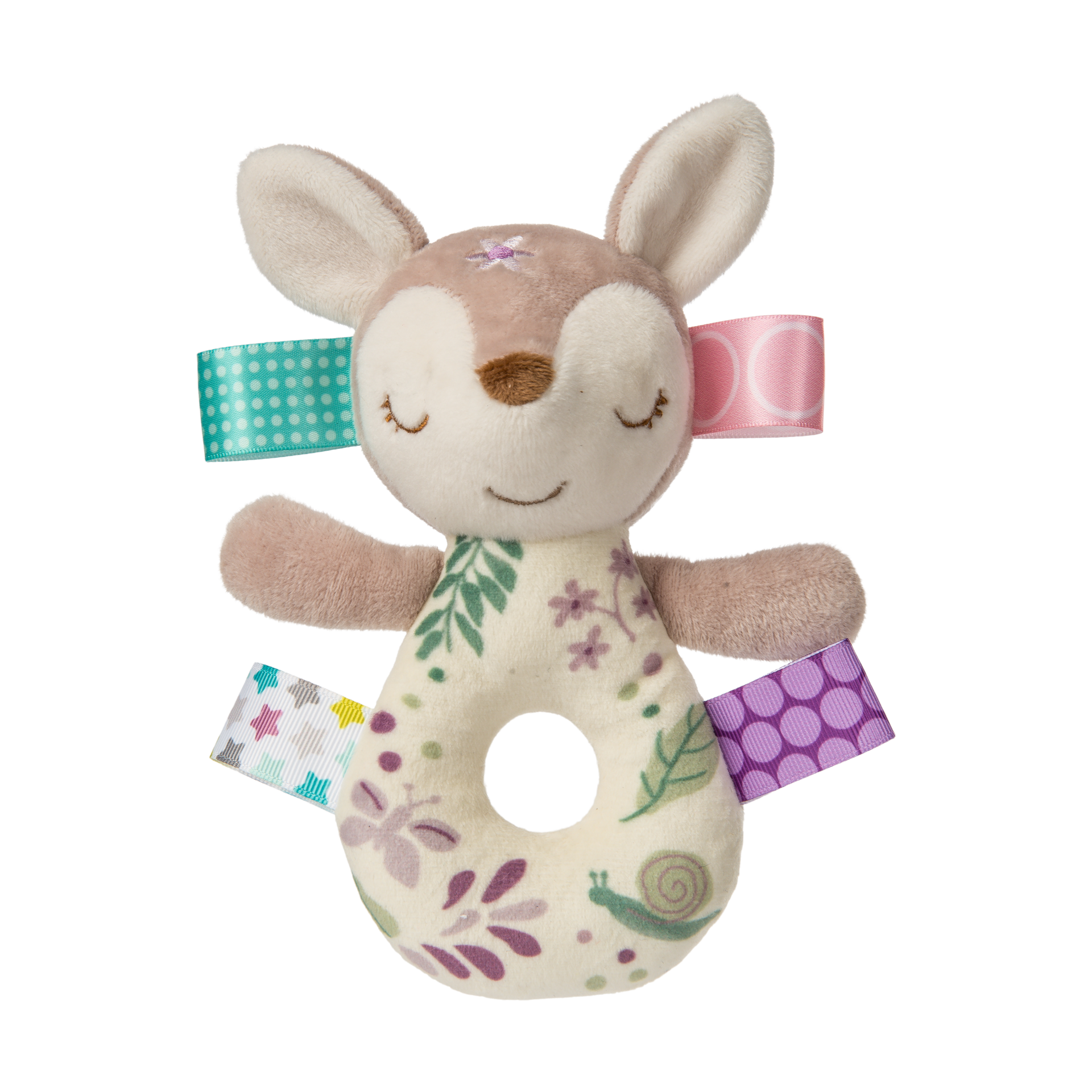 Taggies Embroidered Soft Ring Rattle, Flora Fawn