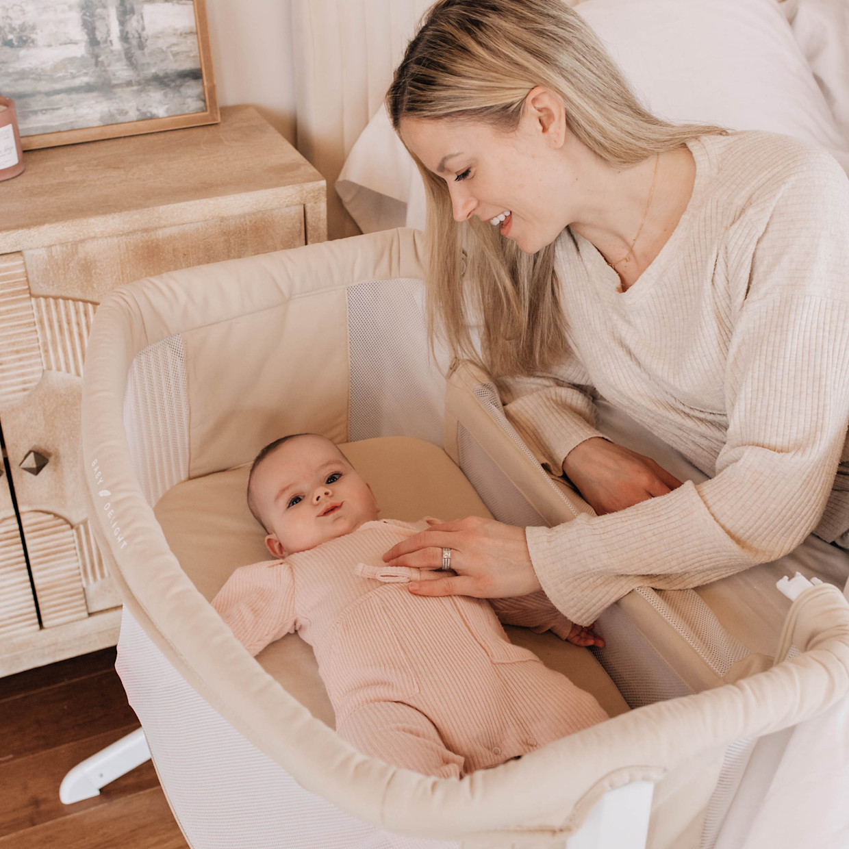 Baby Delight Beside Me Serenity Organic Bassinet and Beside Me Sleeper - Organic Oat.
