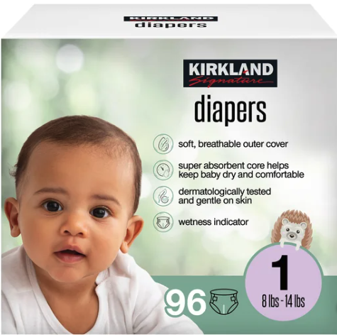 Kirkland Signature Diaper Size 1, 96-count.