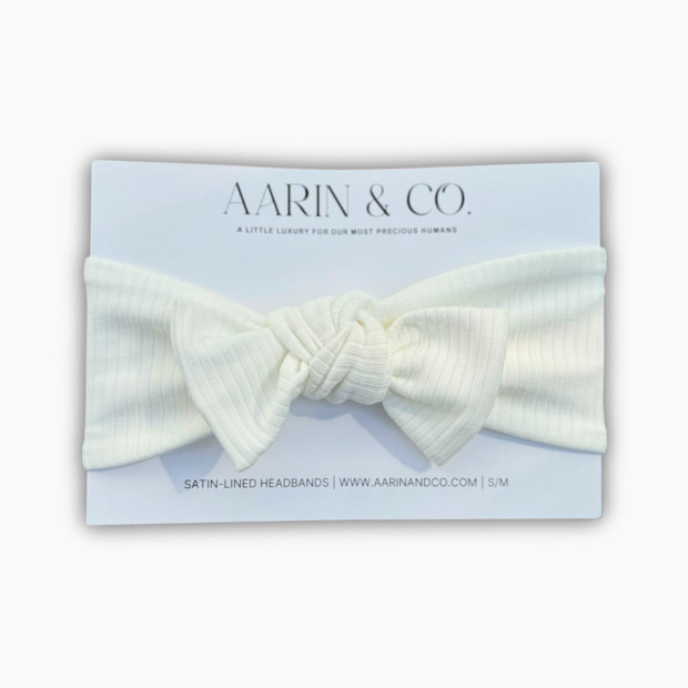 Aarin & Co. Satin Lined Bow Headband - White, 0-6 M.