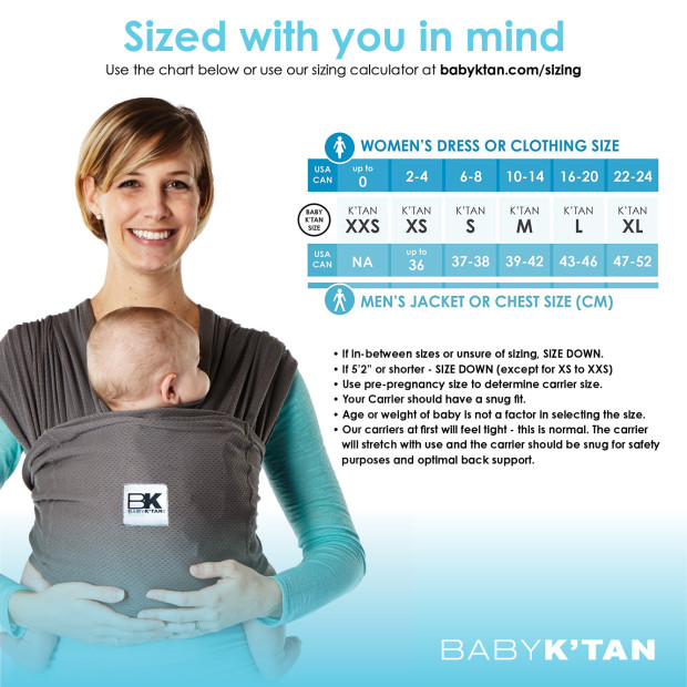 Baby K'tan Breeze Baby Wrap Carrier - Charcoal, Medium.