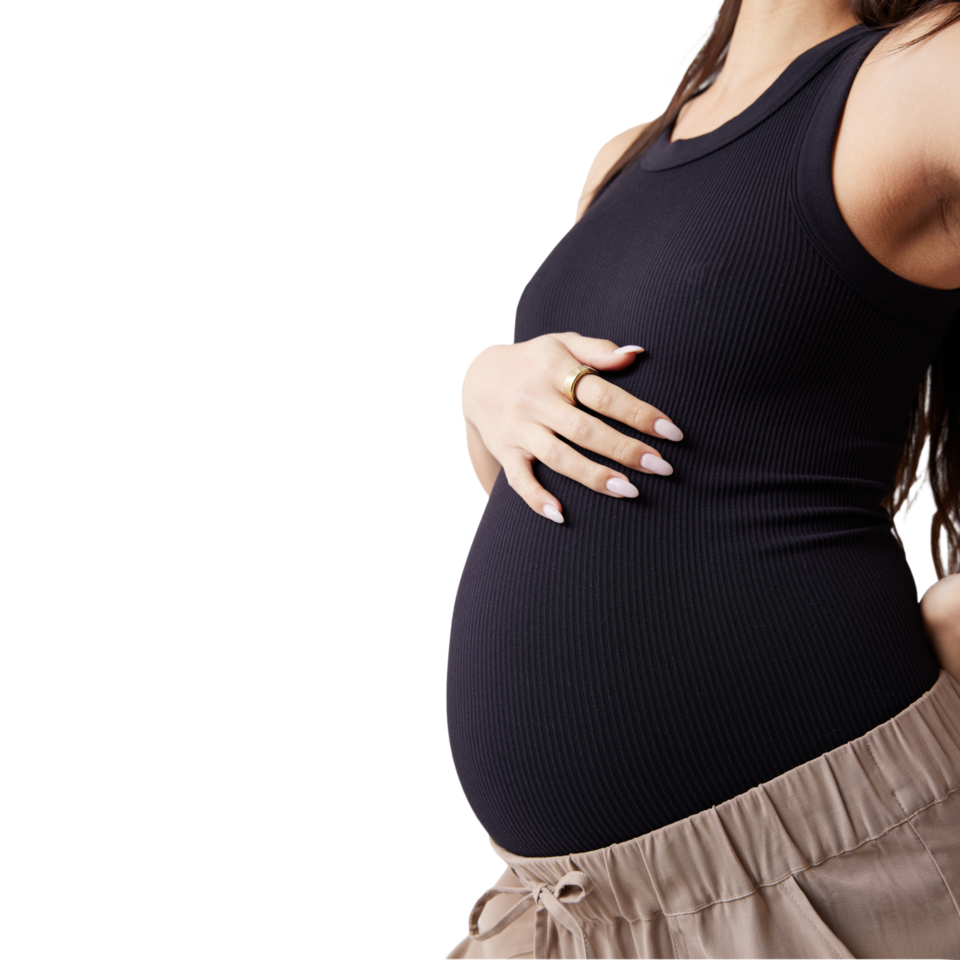 Ingrid and Isabel Seamless Rib Tank - Black, L.