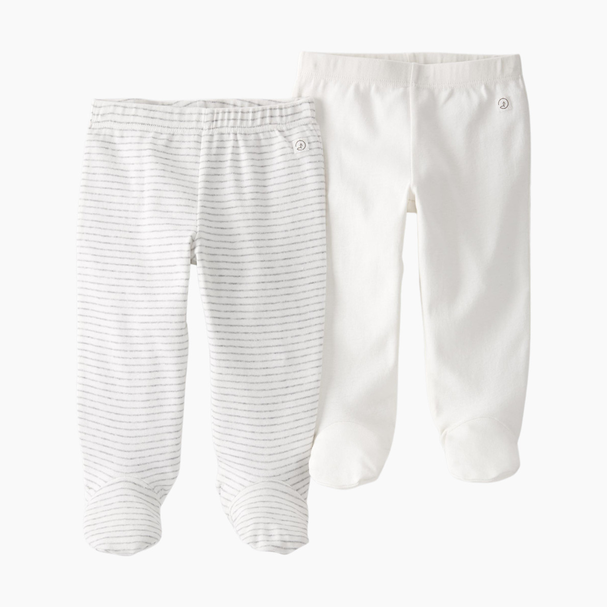 Carter's Little Planet Organic Cotton Rib Footed Pants (2 Pack) - Heather Grey Stripe, Sweet Cream, 3 M.