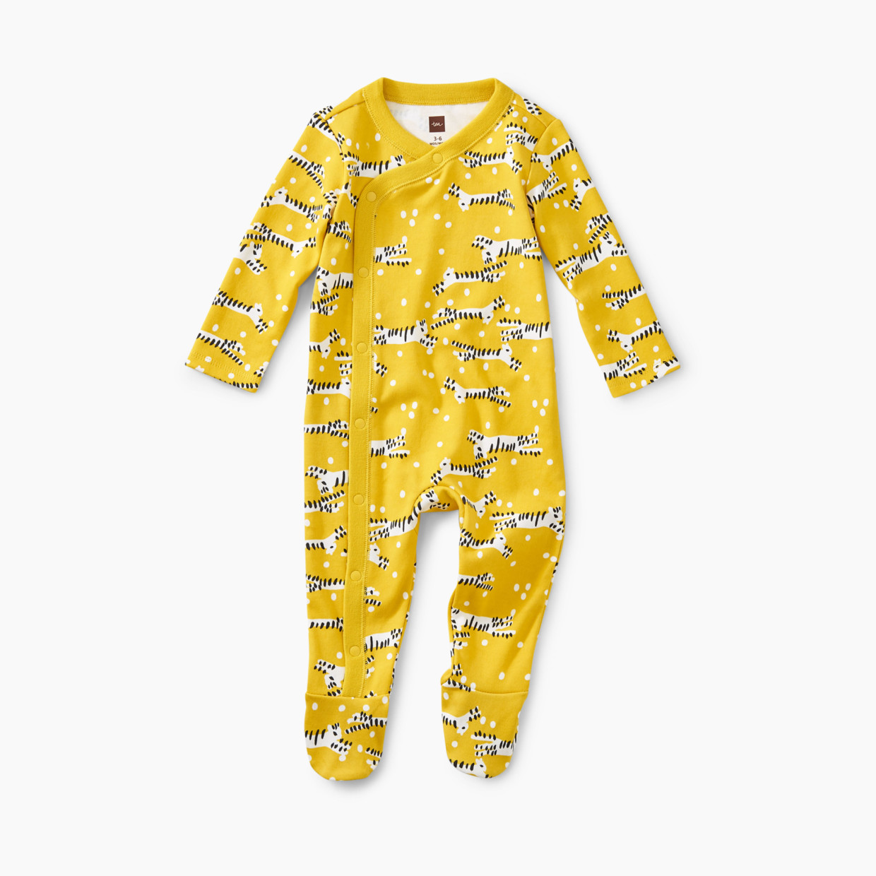 Tea Collection Snap Front Footie Pajamas - Tiger Tiptoes, 0-3 Months.