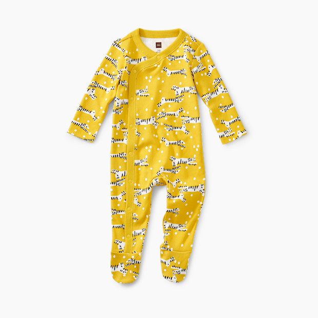 Tea Collection Snap Front Footie Pajamas - Tiger Tiptoes, 0-3 Months.