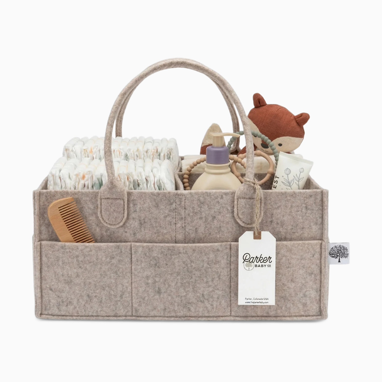 Parker Baby Co. Diaper Caddy - Oatmeal, Large.
