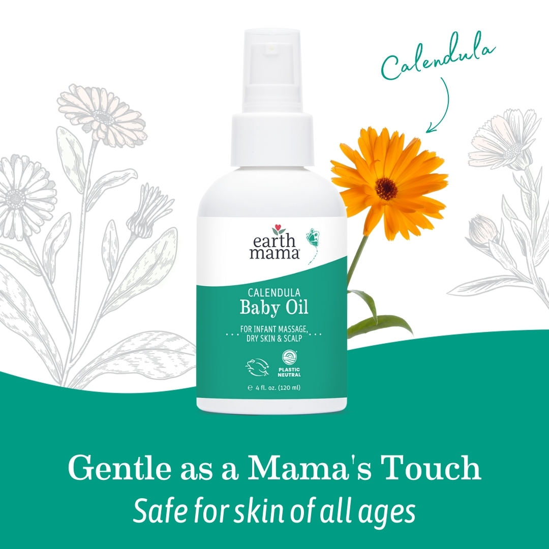 Earth Mama Calendula Baby Oil.