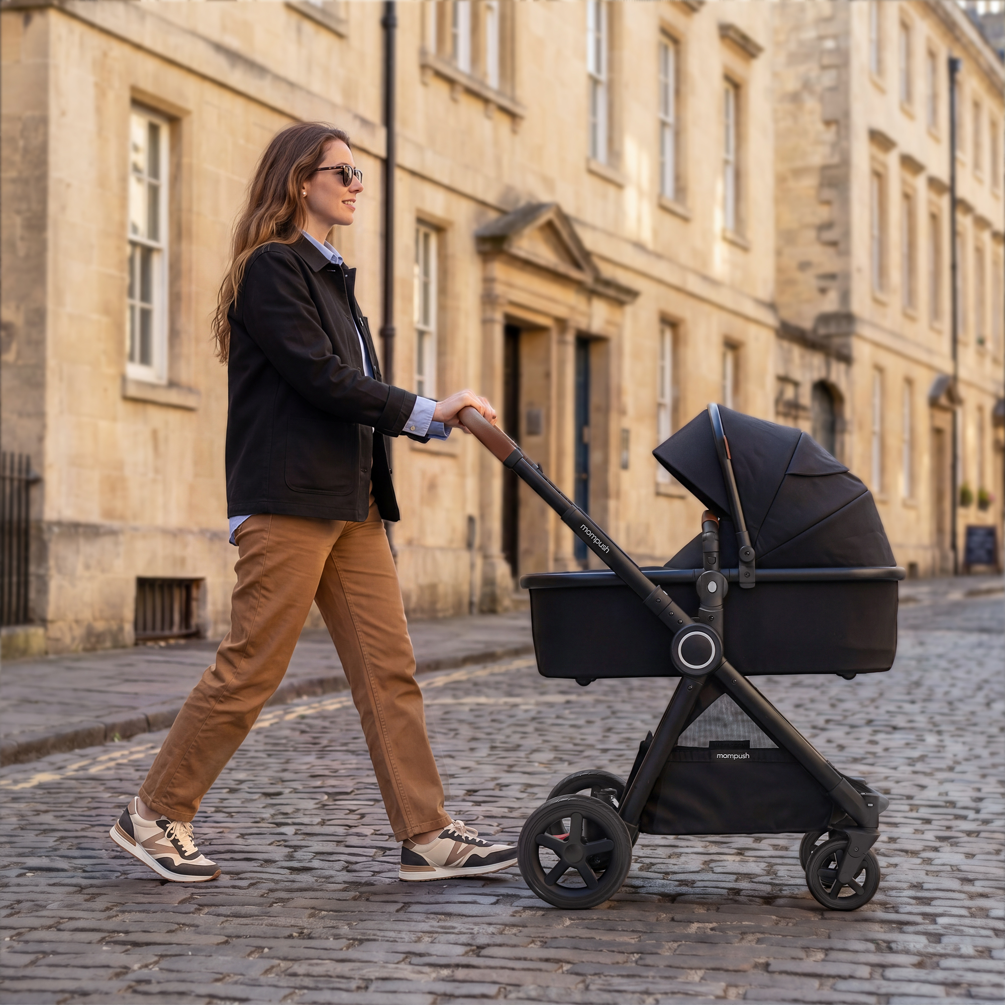 Mompush Ultimate 2 Stroller & Bassinet - Black.