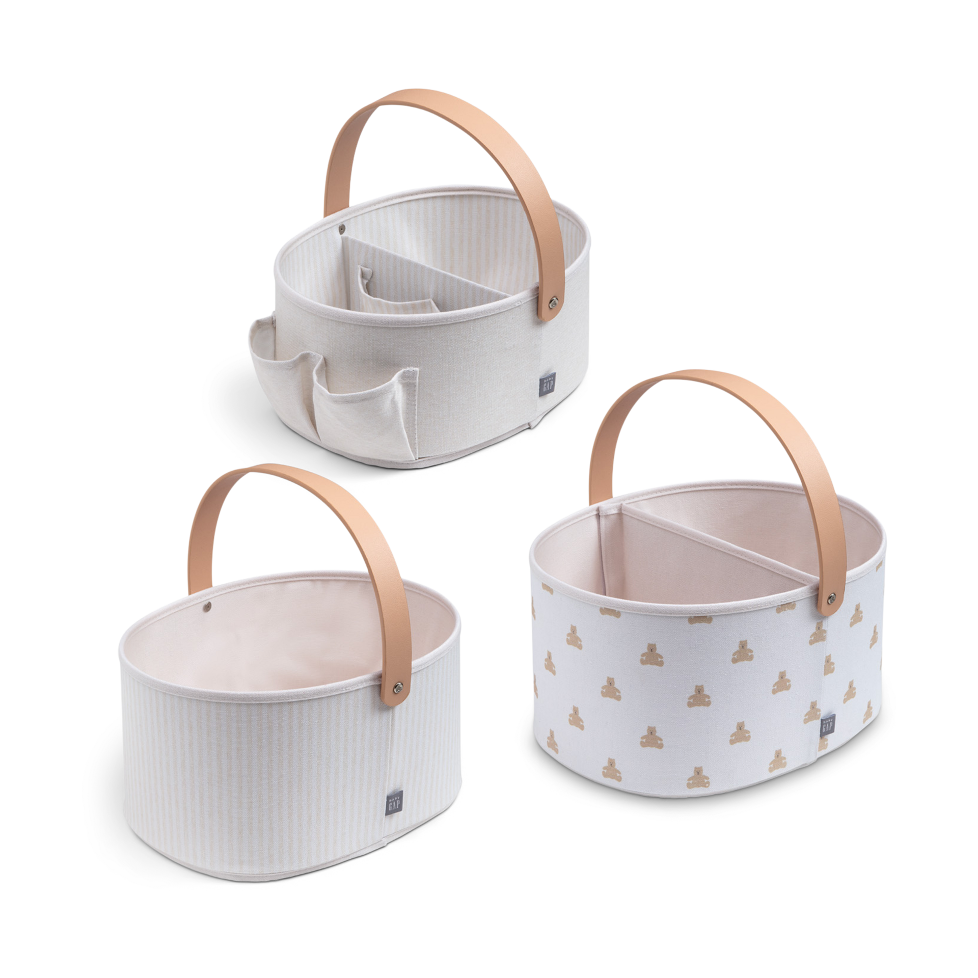 Delta Children babyGap 3-Pack Nested Fabric Storage Bins with Handles - Tan.