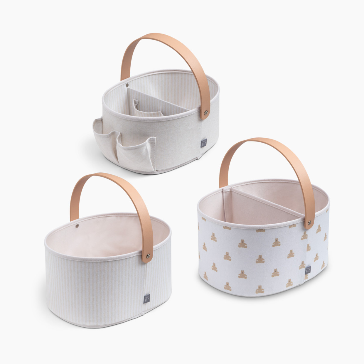 Delta Children babyGap 3-Pack Nested Fabric Storage Bins with Handles - Tan.