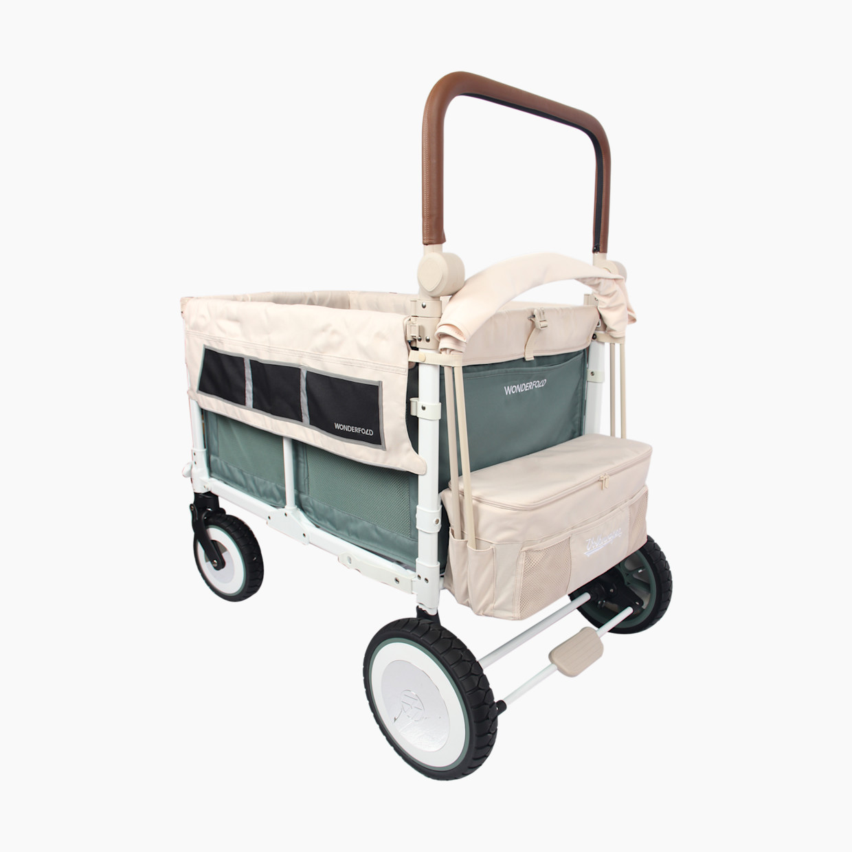 WonderFold Wagon VW Edition Quad Stroller Wagon (4 Seater) - Sage Green.