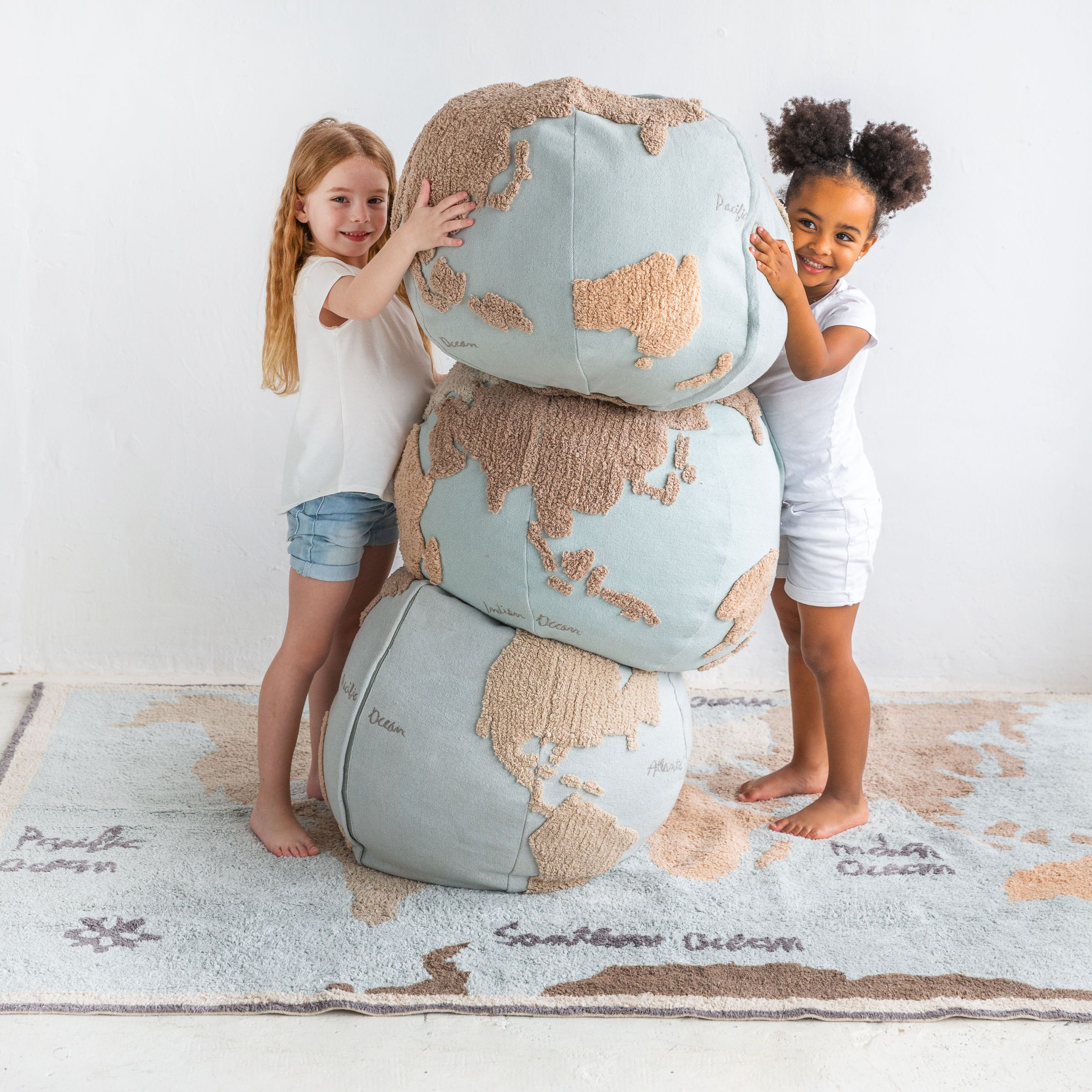 Lorena Canals World Map Pouf.