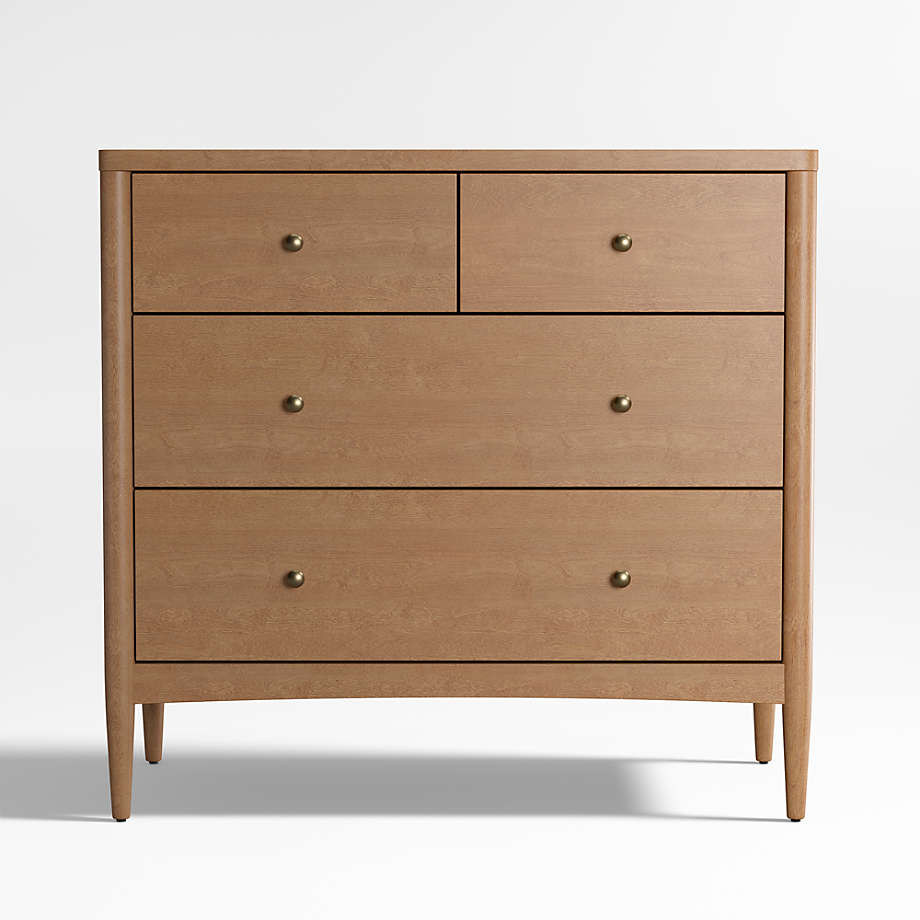 Hampshire Natural Brown Wood 4-Drawer Kids Dresser.