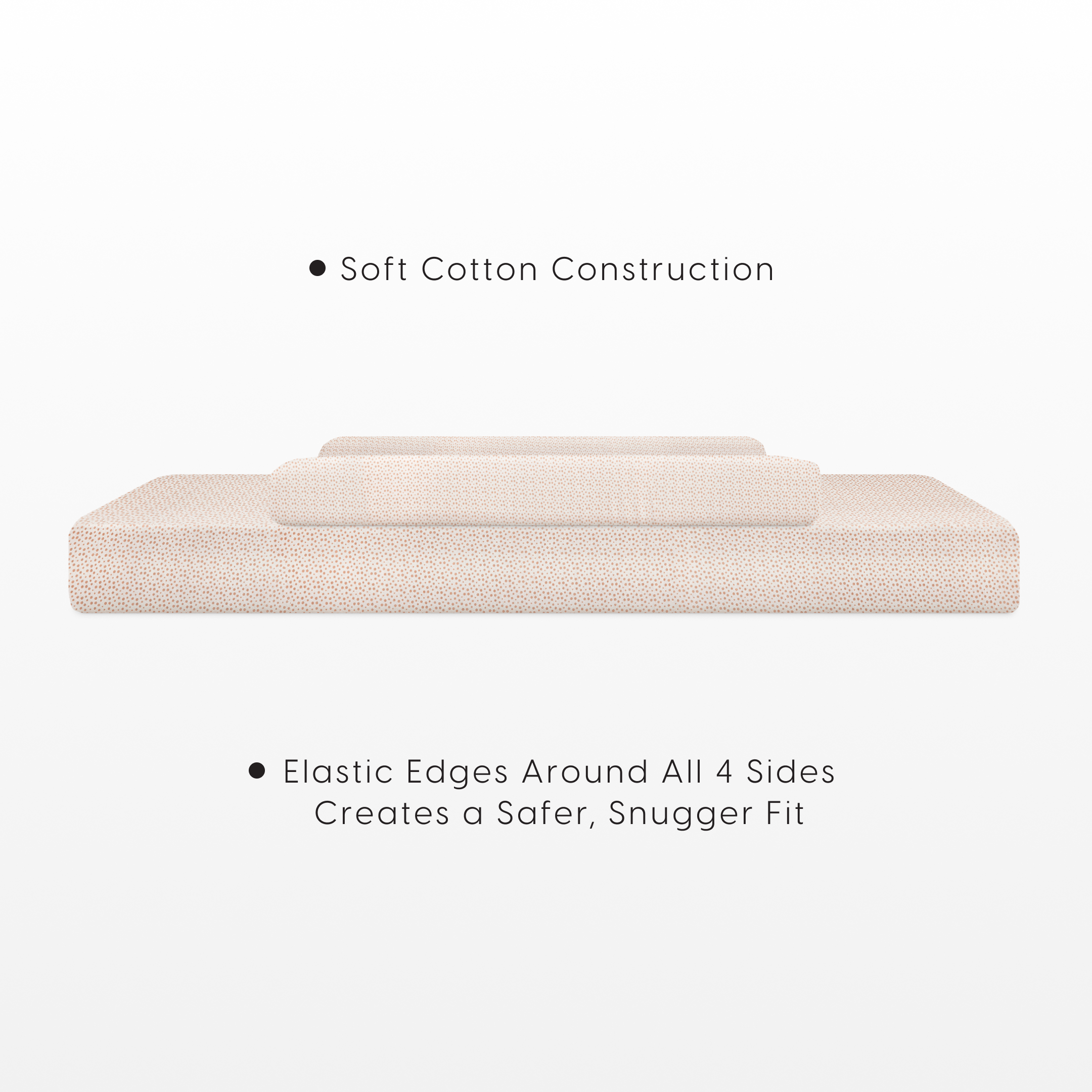 Bellini Organic Jersey Cotton Crib Sheet and Changing Pad Cover Set - Tan Dots.