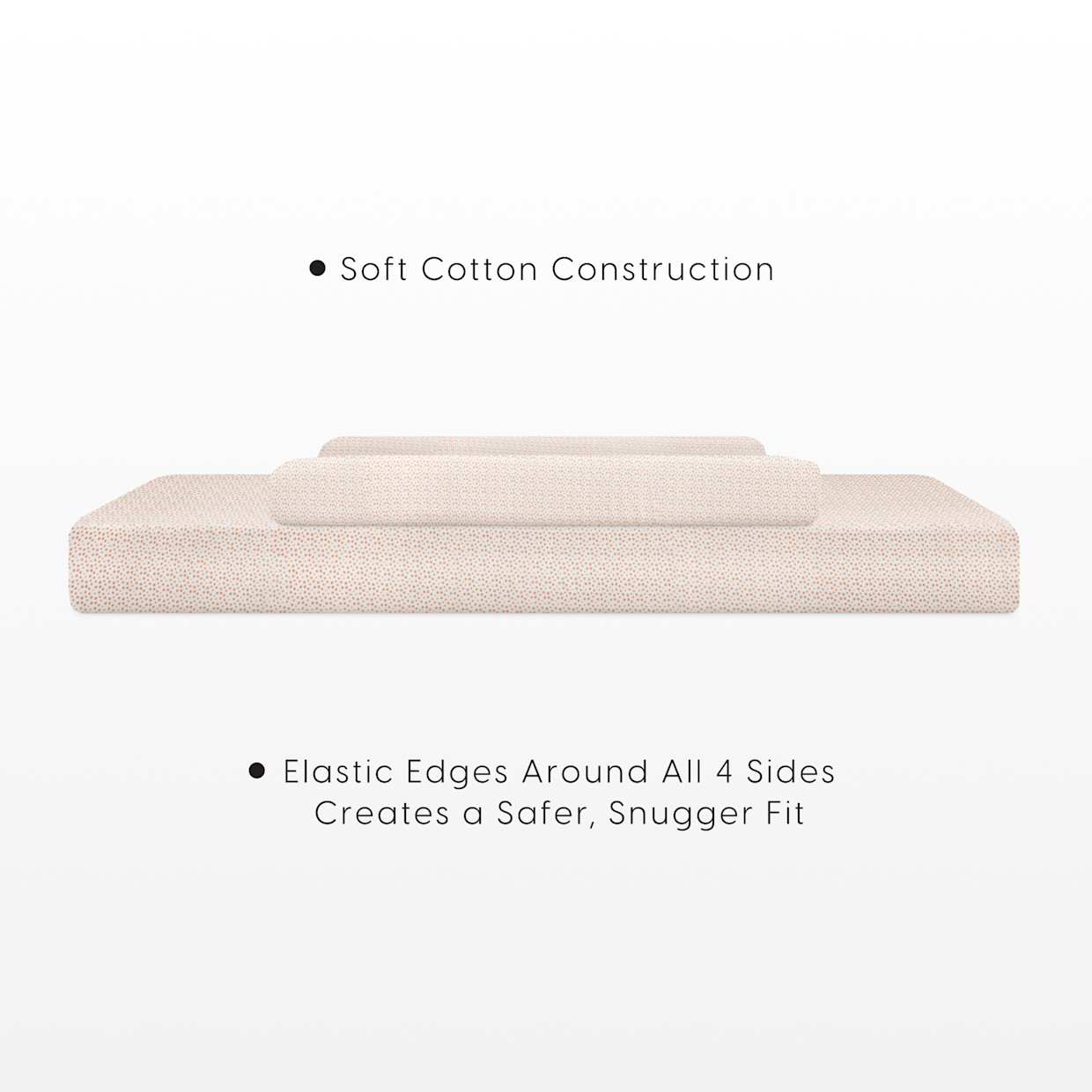 Bellini Organic Jersey Cotton Crib Sheet and Changing Pad Cover Set - Tan Dots.