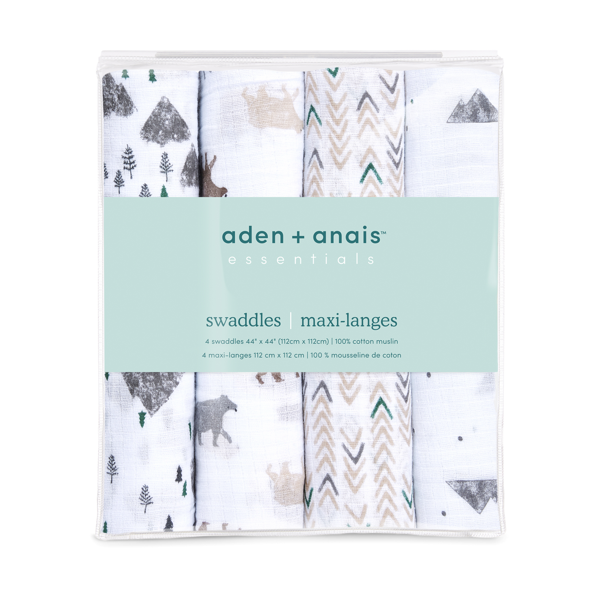 Aden + Anais Essentials Cotton Muslin Swaddles (4 Pack) - Bear Necessities.