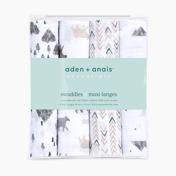 Aden + Anais Essentials Cotton Muslin Swaddles (4 Pack) - Bear Necessities.