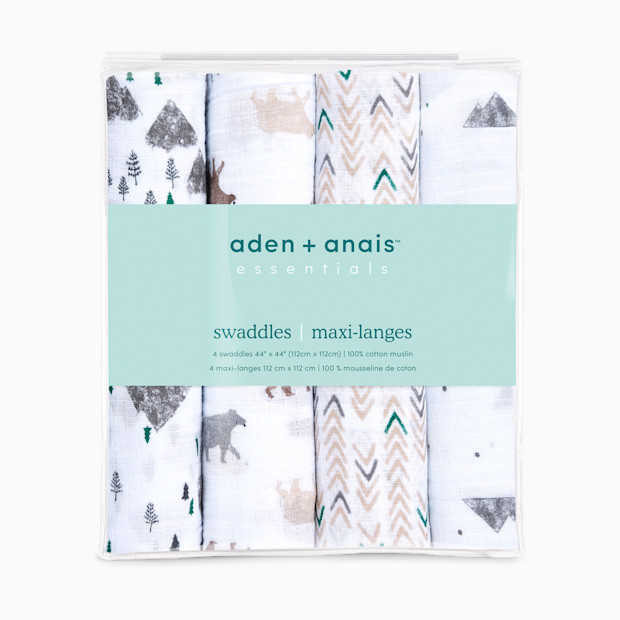 Aden + Anais Essentials Cotton Muslin Swaddles (4 Pack).
