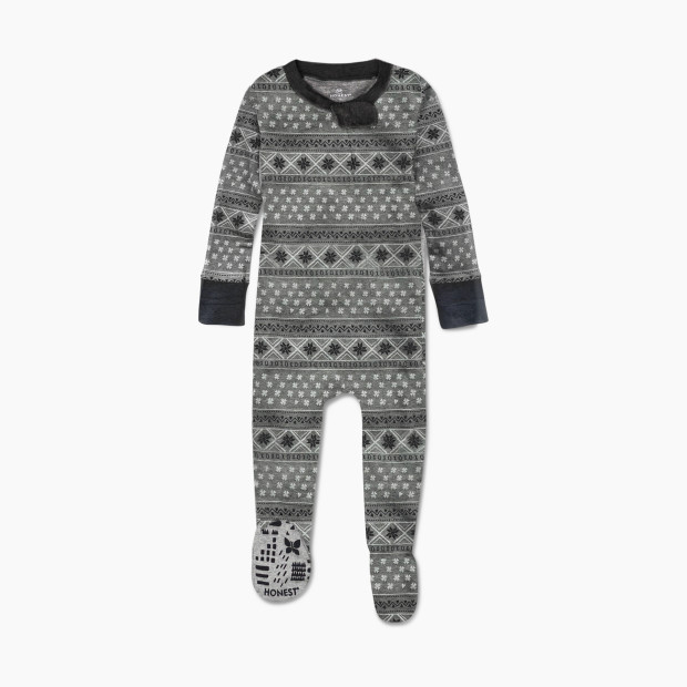 Honest Baby Clothing Toddler Heather Grey Fair Isle "Fam Jam" Snug Fit Footed Matching Family Pajamas - Pajama Chic Heather Grey Fair Isle, 24 M.