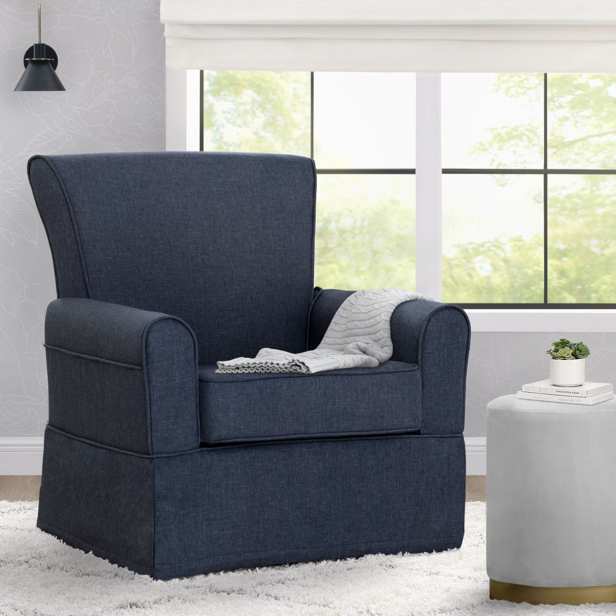 Delta Children Epic Nursery Glider Swivel Rocker Chair Sailor Blue