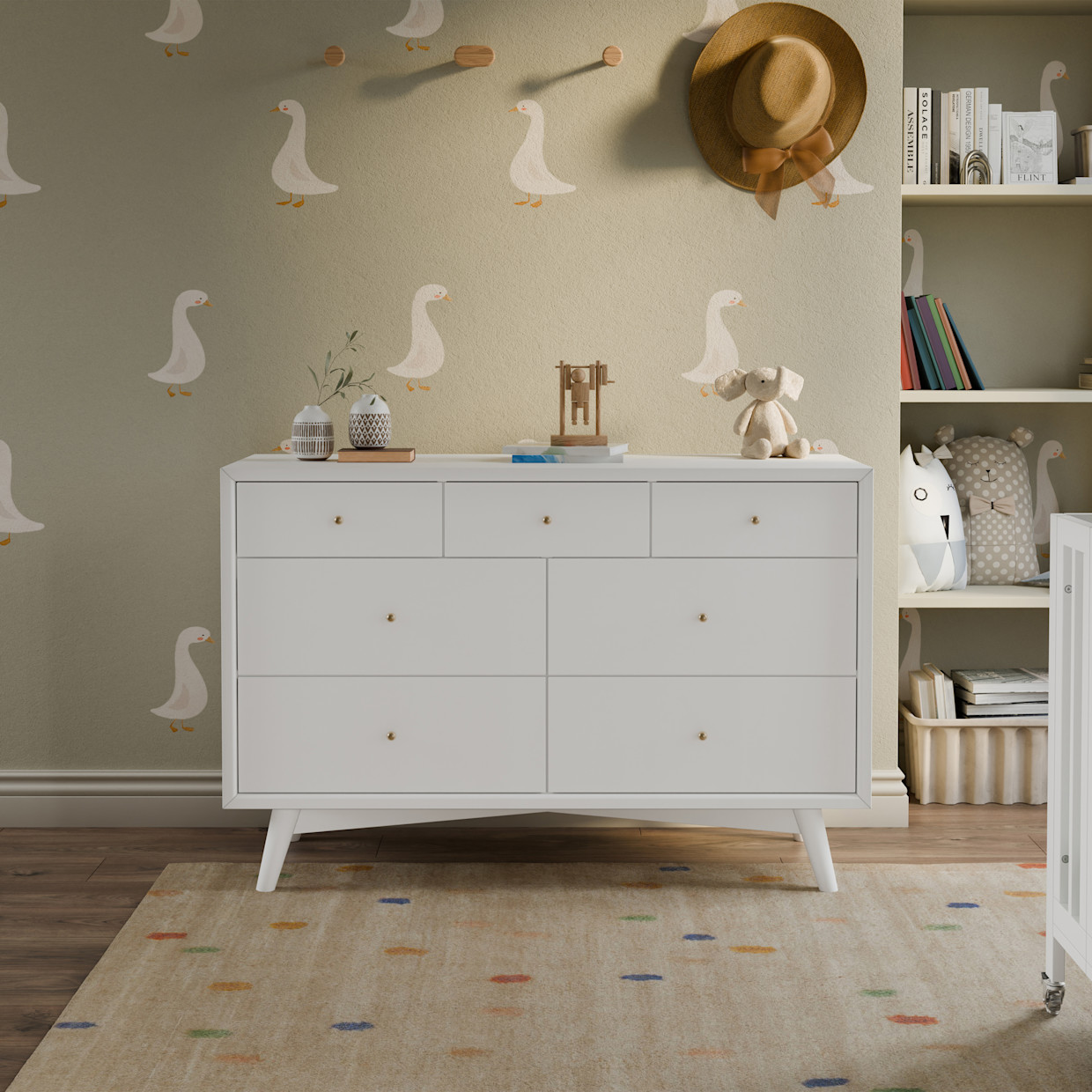 babyletto Palma 7-Drawer Assembled Double Dresser - White.