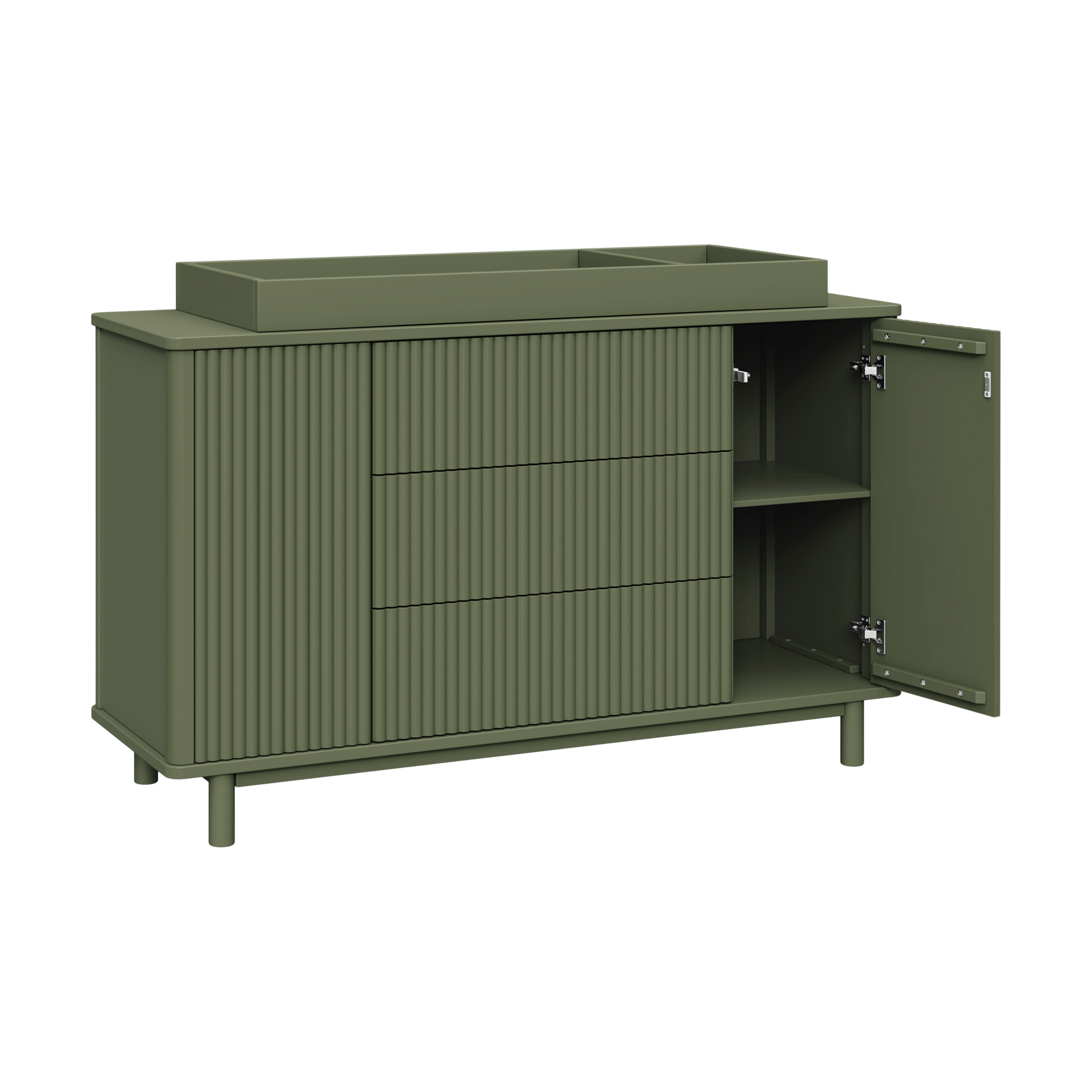 babyletto Pogo Tambour Assembled Dresser - Olive.