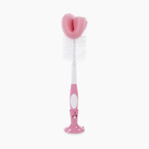 Dr. Brown's Reusable Baby Bottle Brush, Sponge and Bristle Head, Nipple Cleaner, with Suction Cup Stand, Pink