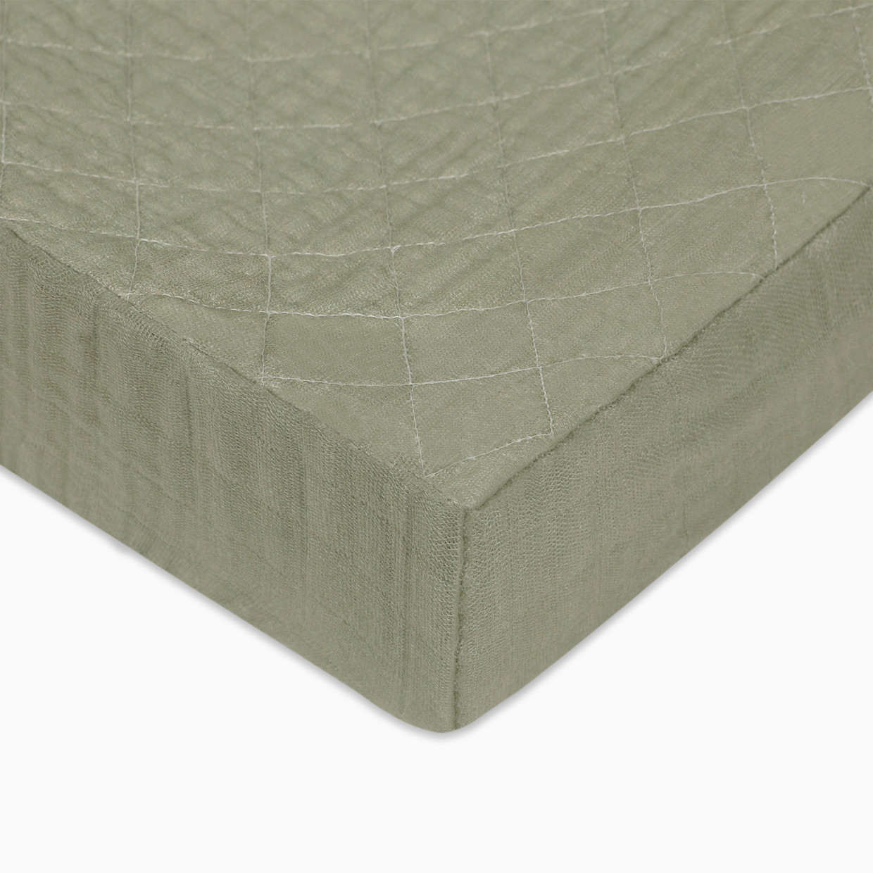 babyletto Quilted Changing Pad Cover in GOTS Certified Organic Muslin Cotton - Matcha.