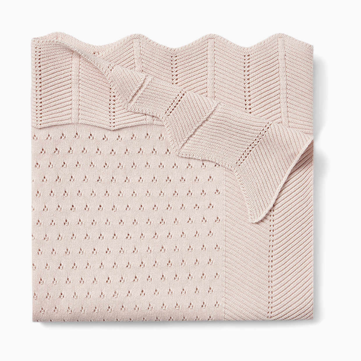 Elegant Baby Pointelle Cotton Knit Baby Blanket - Blush.