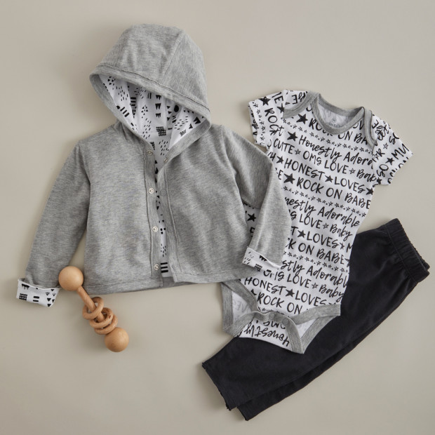 Honest Baby Clothing Organic Cotton Reversible Hoodie - Pattern Play, Nb.