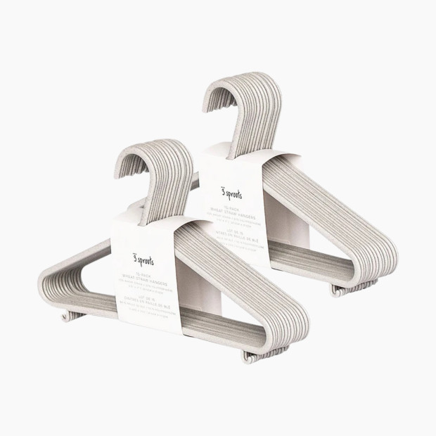 3 Sprouts Wheat Straw Hangers - Grey, 30.