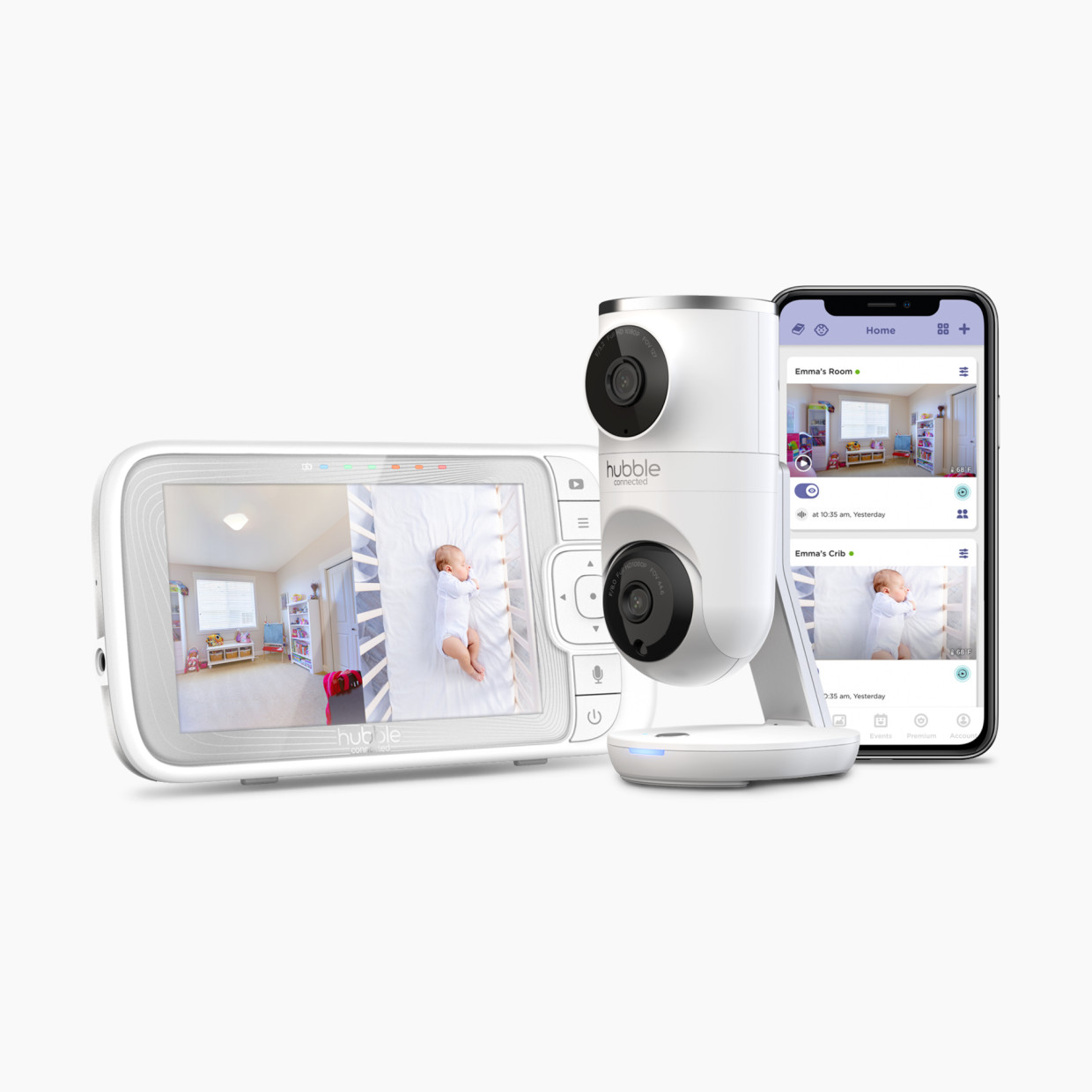 Hubble Connected Nursery Pal Dual Vision: 5" Smart HD Dual Camera Baby Monitor with Touch Screen Viewer.