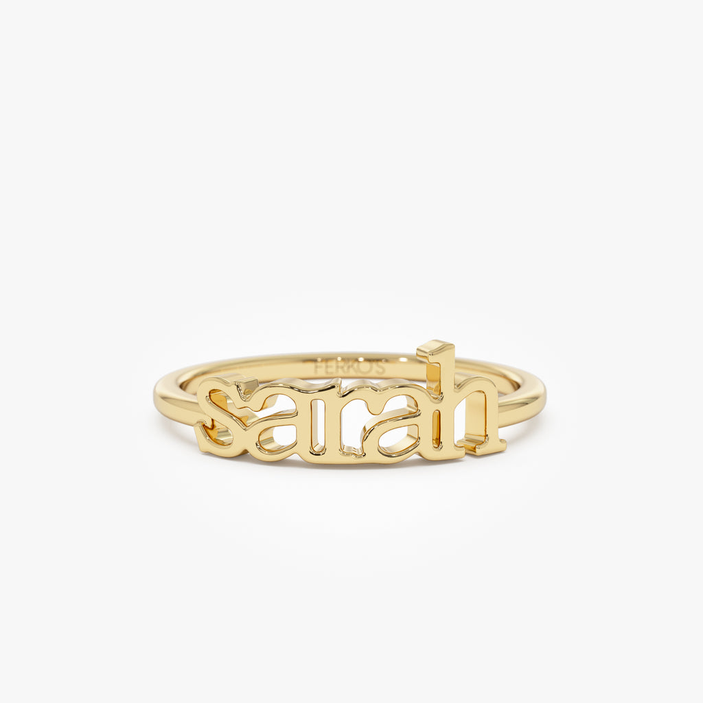 Ferkos Fine Jewelry 14K Gold Custom Name Ring.
