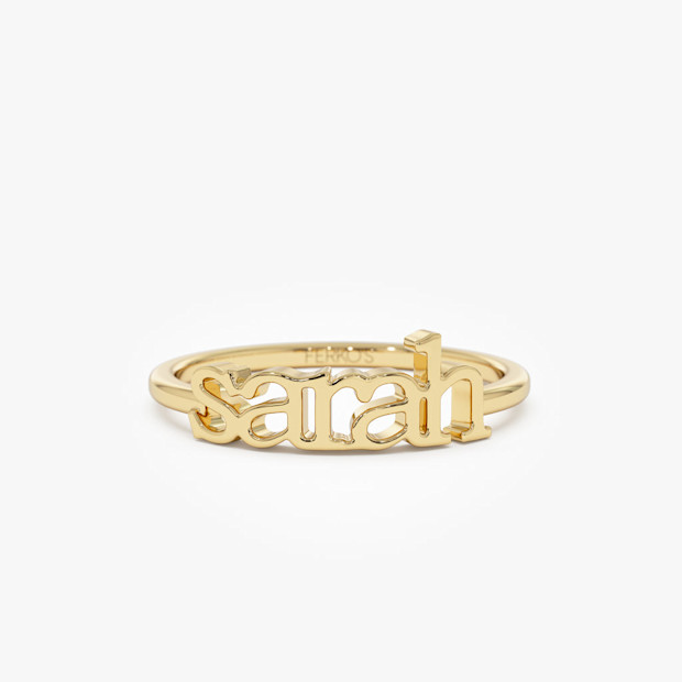 Ferkos Fine Jewelry 14K Gold Custom Name Ring.