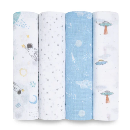 aden + anais Space Print Cotton Muslin Swaddle 4pk | aden + anais.