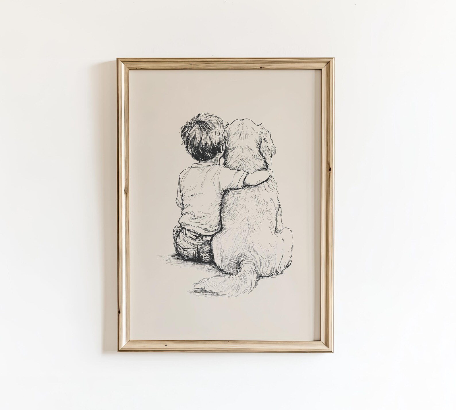 Boy with Golden Retriever Poster.