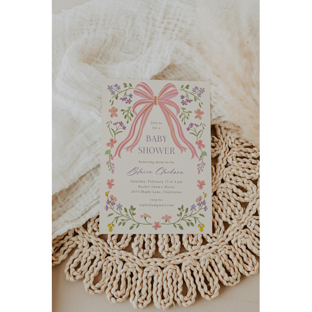 Forever Print Design Floral Baby Shower Invitation Template.