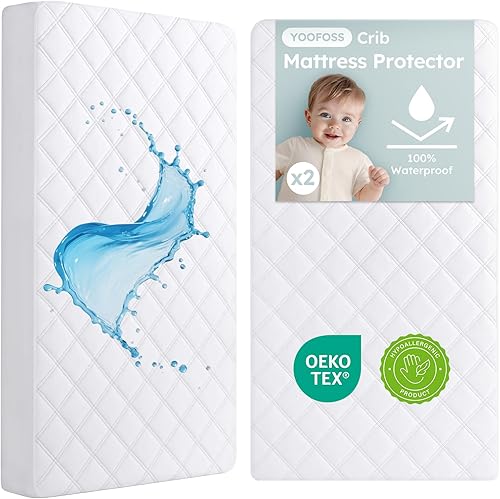 Yoofoss Waterproof Crib Mattress Protector (2-Pack).