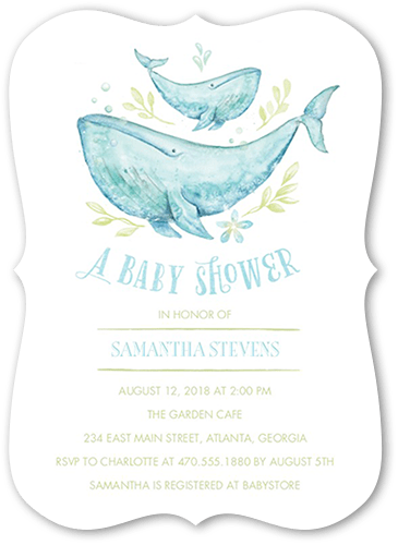 Whale Hello There Baby Shower Invitation.