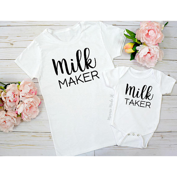 Milk Maker/Milk Taker Mom and Mini Tee and Bodysuit Set - $28.75.