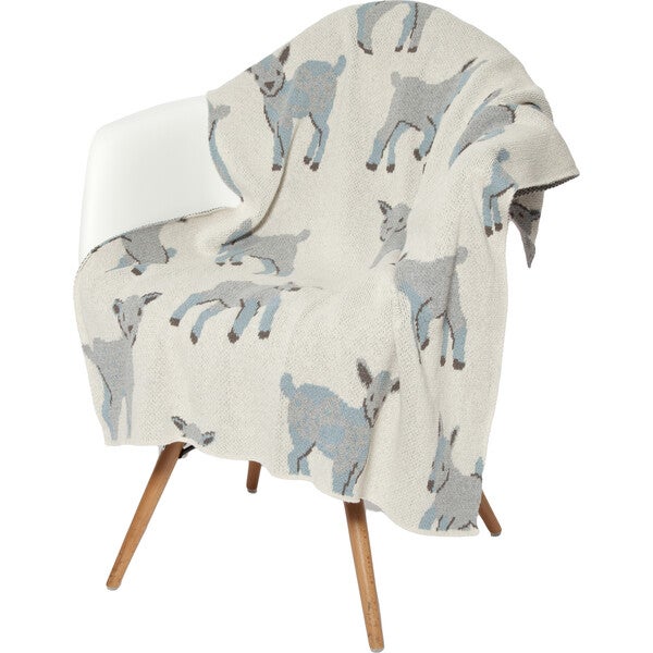 In2Green Eco Baby Goat Throw, Milk/Blue.
