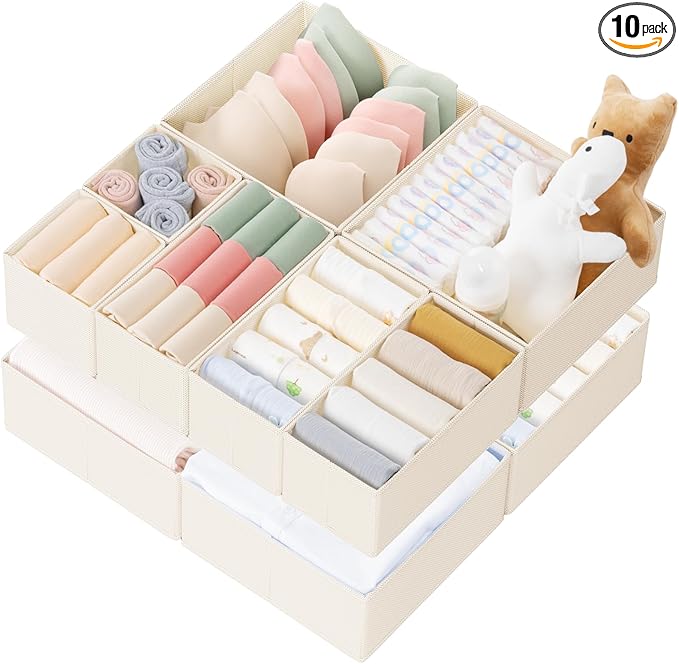Criusia Dresser Organizer for Baby Clothes (10-Pack).
