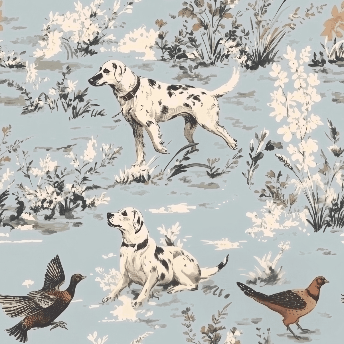 Dog Days Toile Wallpaper.