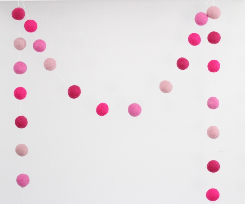 SheepFarmFelt Pink Pom Pom Garland.