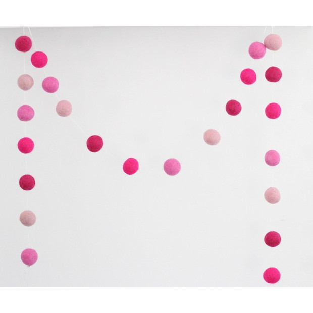 SheepFarmFelt Pink Pom Pom Garland.