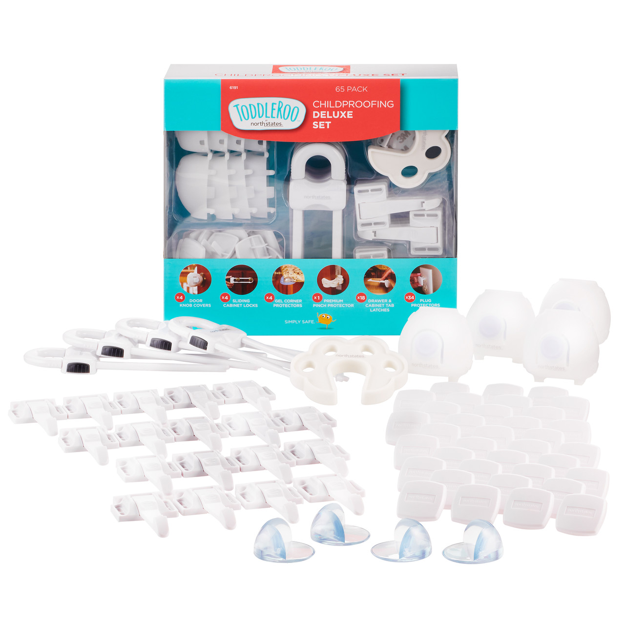 Toddleroo by North States  Childproofing Deluxe Kit - 65 pieces.
