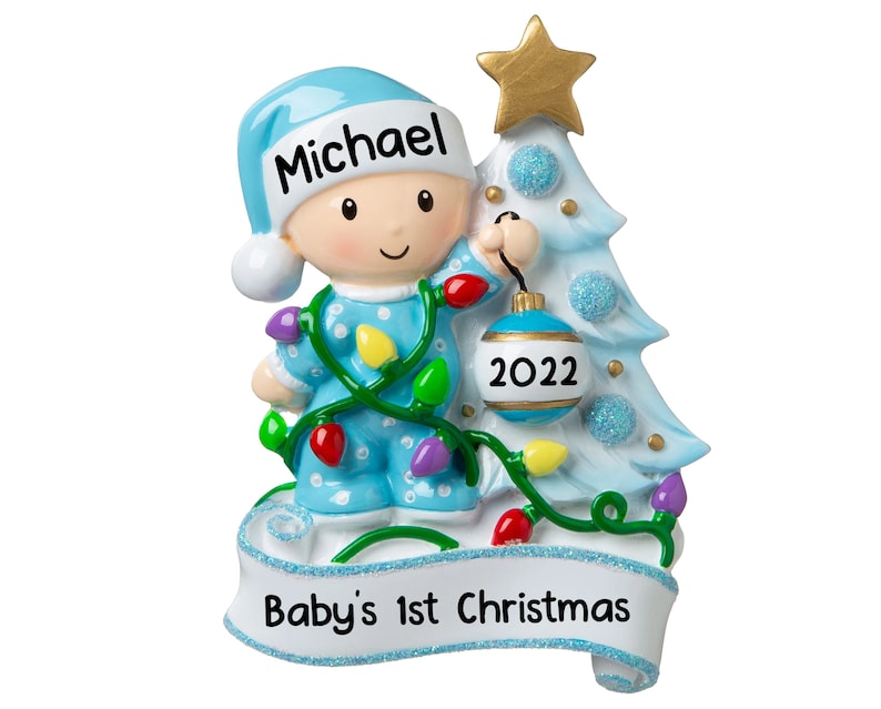 NorthPole Treasures Personalized Baby's First Christmas Ornament.