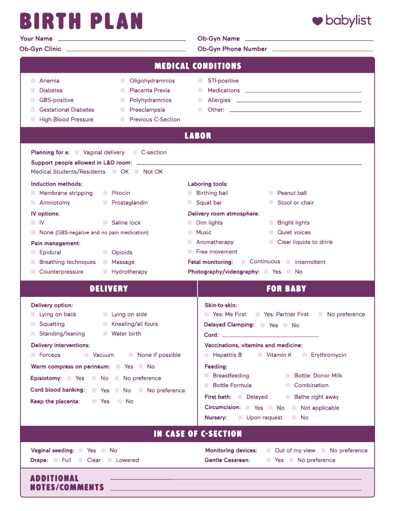 Birth Plan Template | How To Write A Perfect Labor & Delivery Plan