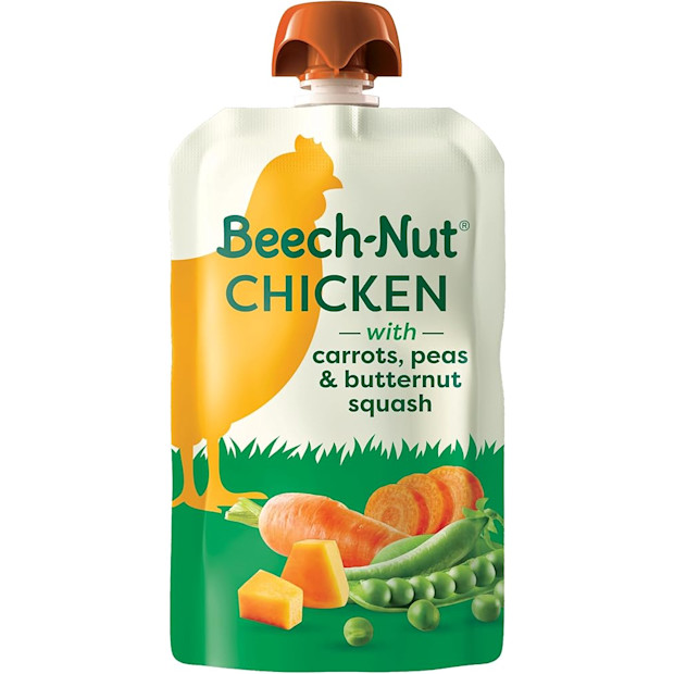 Beech-Nut Chicken Baby Food Pouches with Carrots Peas & Butternut Squash, (12-Pack).