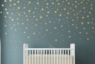 Sleeping baby & Moon Nursery Wall Transfer Large Art Nursery Wall Sticker bn10 
